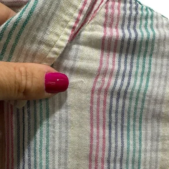 Rails Ellis Iris Gauze Long Sleeve Blouse Stripes Summer Medium - Picture 9 of 12